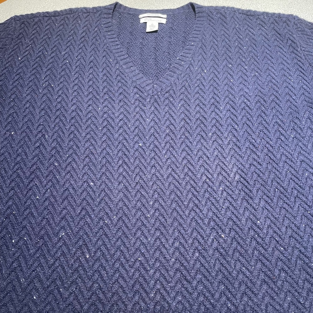 Nordstrom Signature 100% Cashmere Basketweave Sweater, Happy Navy, size XL